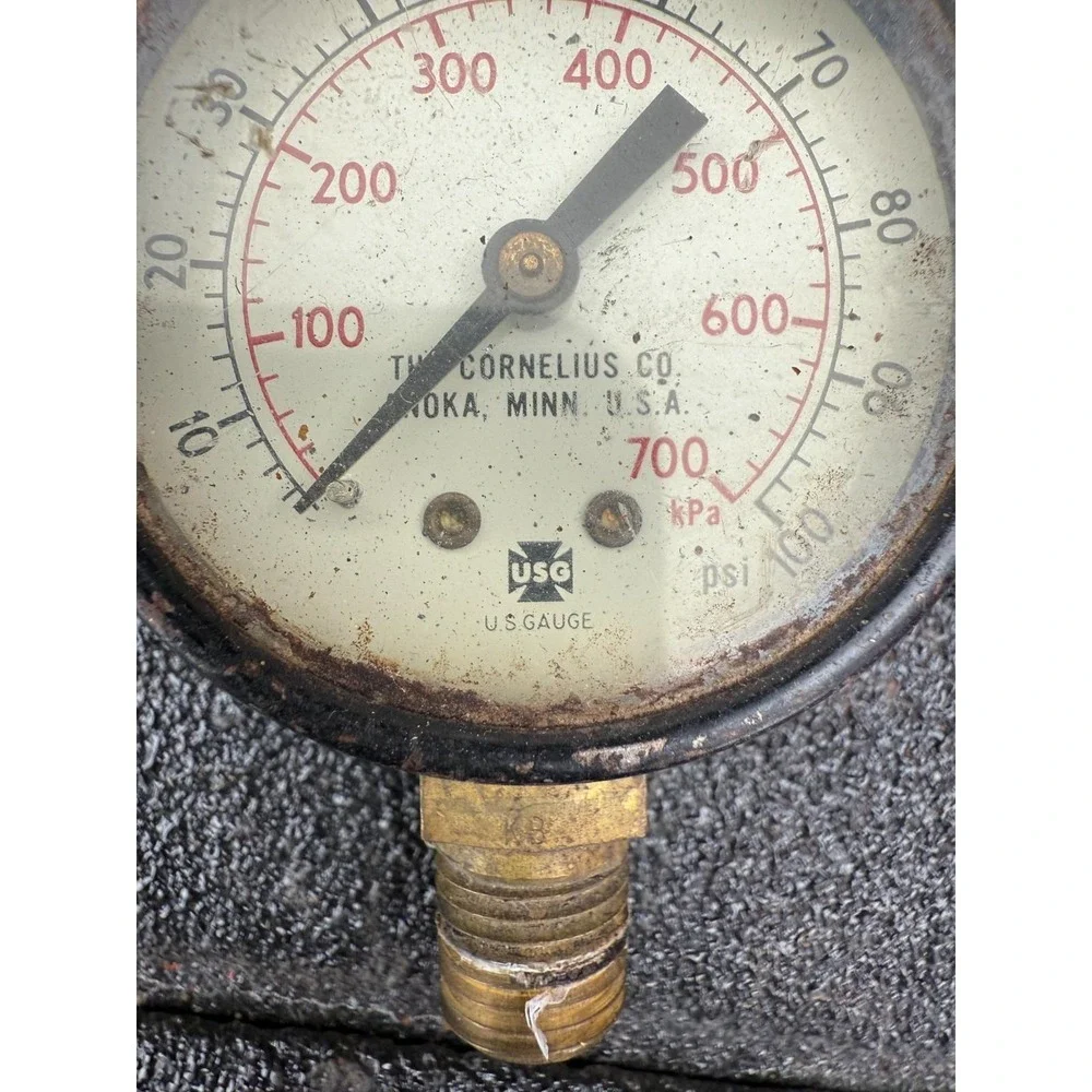 Vintage Cornelius Co. Pressure Gauge 700 kPa‎ 100 PSI US Gauge Industrial